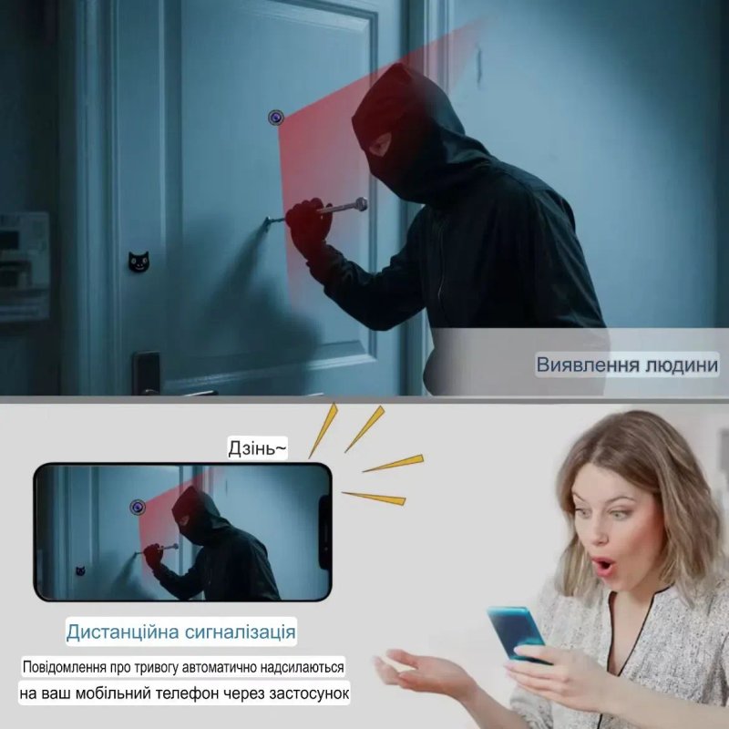 Умный дверной Wi-Fi глазок 3 МП 170° обзор, двусторонняя связь iCSee — фото 4