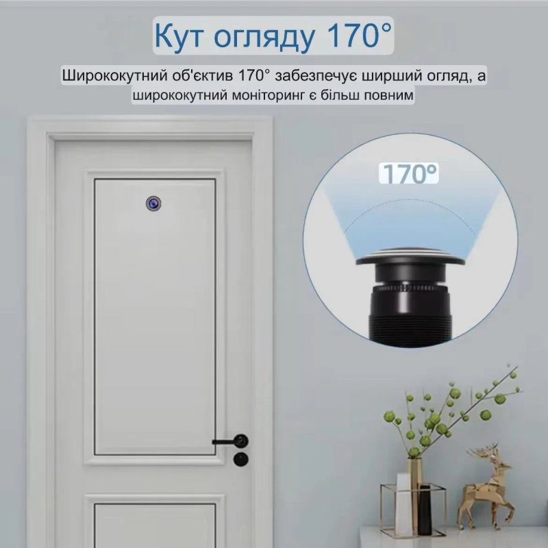 Умный дверной Wi-Fi глазок 3 МП 170° обзор, двусторонняя связь iCSee — фото 5