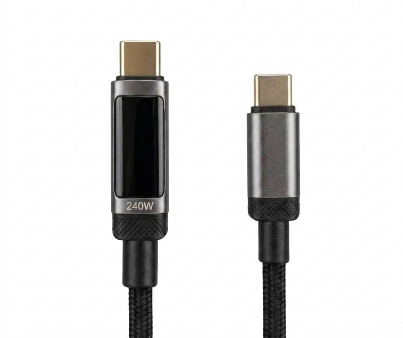 USB-C — USB-C кабель Alerion 240W з дисплеєм — швидка зарядка PD 3.1, 1 м — фото 2
