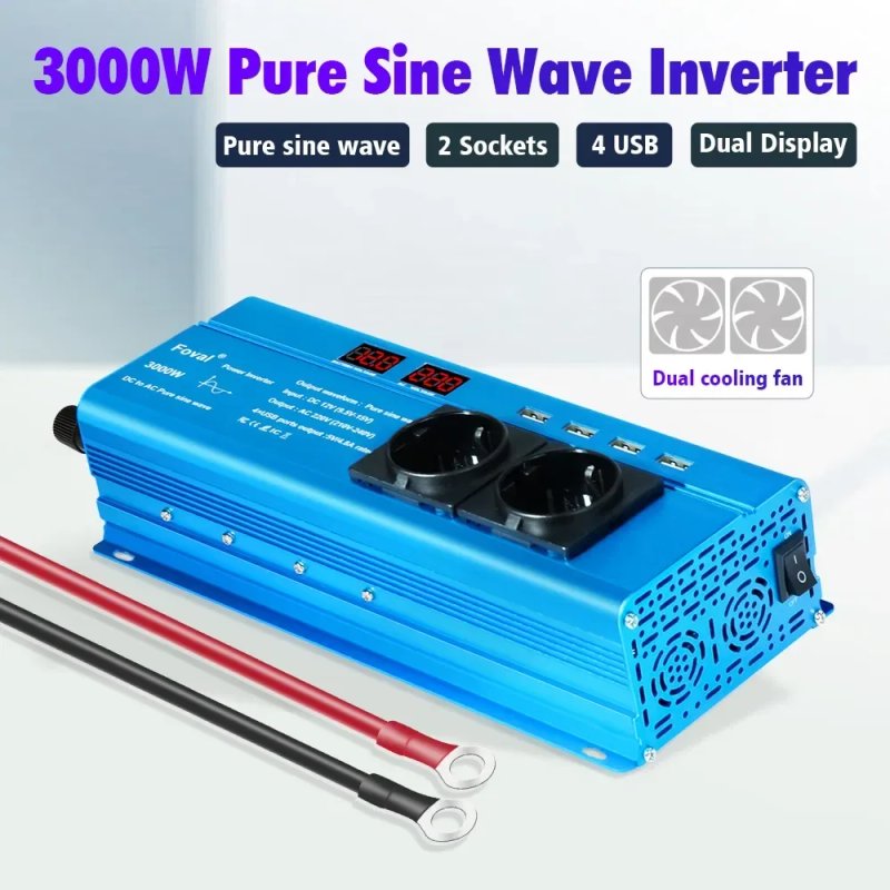 В НАЯВНОСТІ Інвертор FOVAL 3000W 12V EU (наша розетка, чиста синусоїда — фото 4