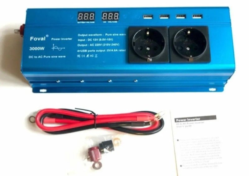 В НАЯВНОСТІ Інвертор FOVAL 3000W 12V EU (наша розетка, чиста синусоїда — фото 5