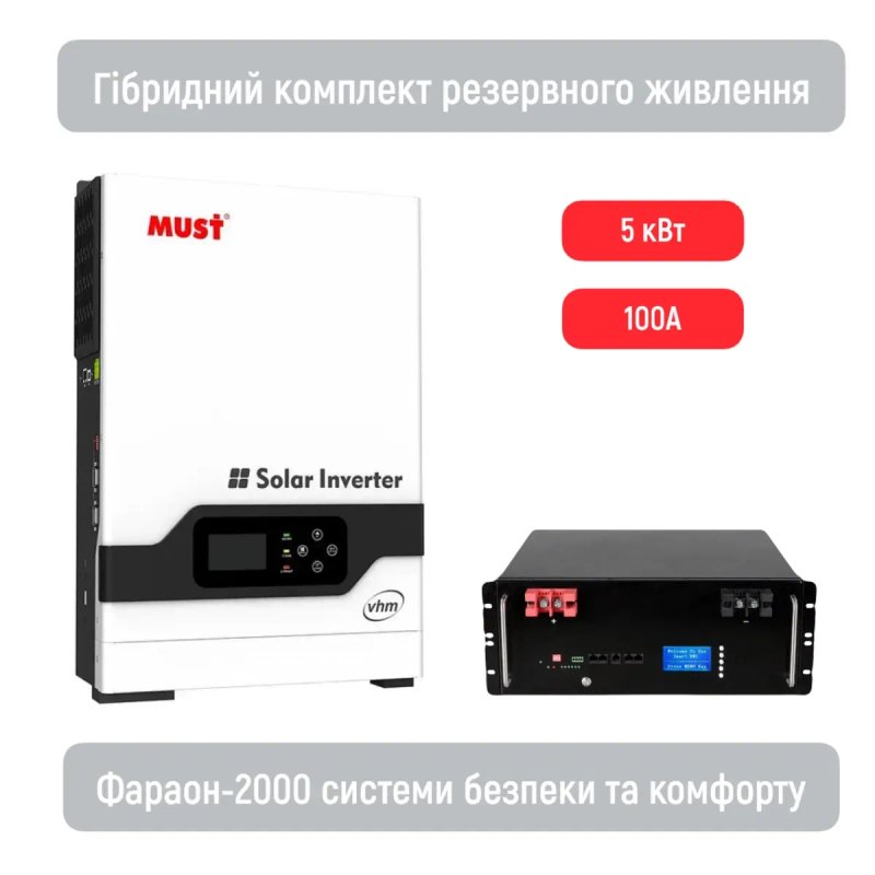 В наявності! Комплект інвертора MUST EXP 6кв з батареєю 5КВ Lifepo4 — фото 5