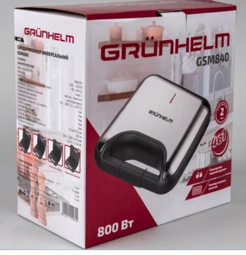 Вафельница,Сендвичмейкер,Мультимейкер Grunhelm GSM840 4 в 1