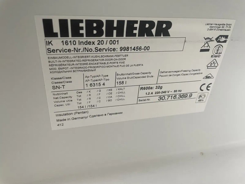 Вбудований холодильник Liebherr IK1610 (встраиваемый) — фото 8
