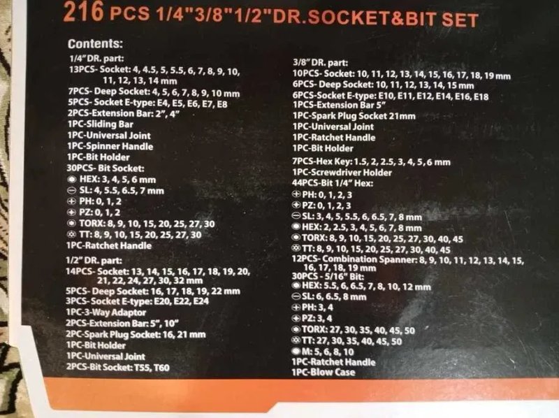 Великий набір ручних ключів головок NEW TOOLS216 (NW216-149) на 216 інструментів  Набор инструментов ключей — фото 6