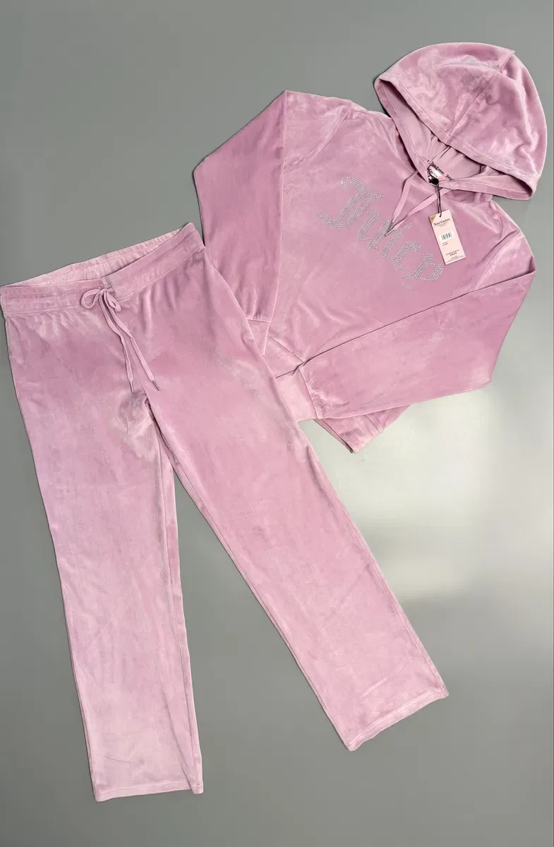 Велюровий домашній костюм Juicy Couture новий оригінал кофта худі і штани, футболка і шорти М — фото 4