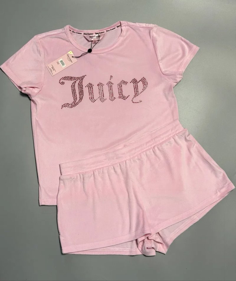 Велюровий домашній костюм Juicy Couture новий оригінал кофта худі і штани, футболка і шорти М — фото 7