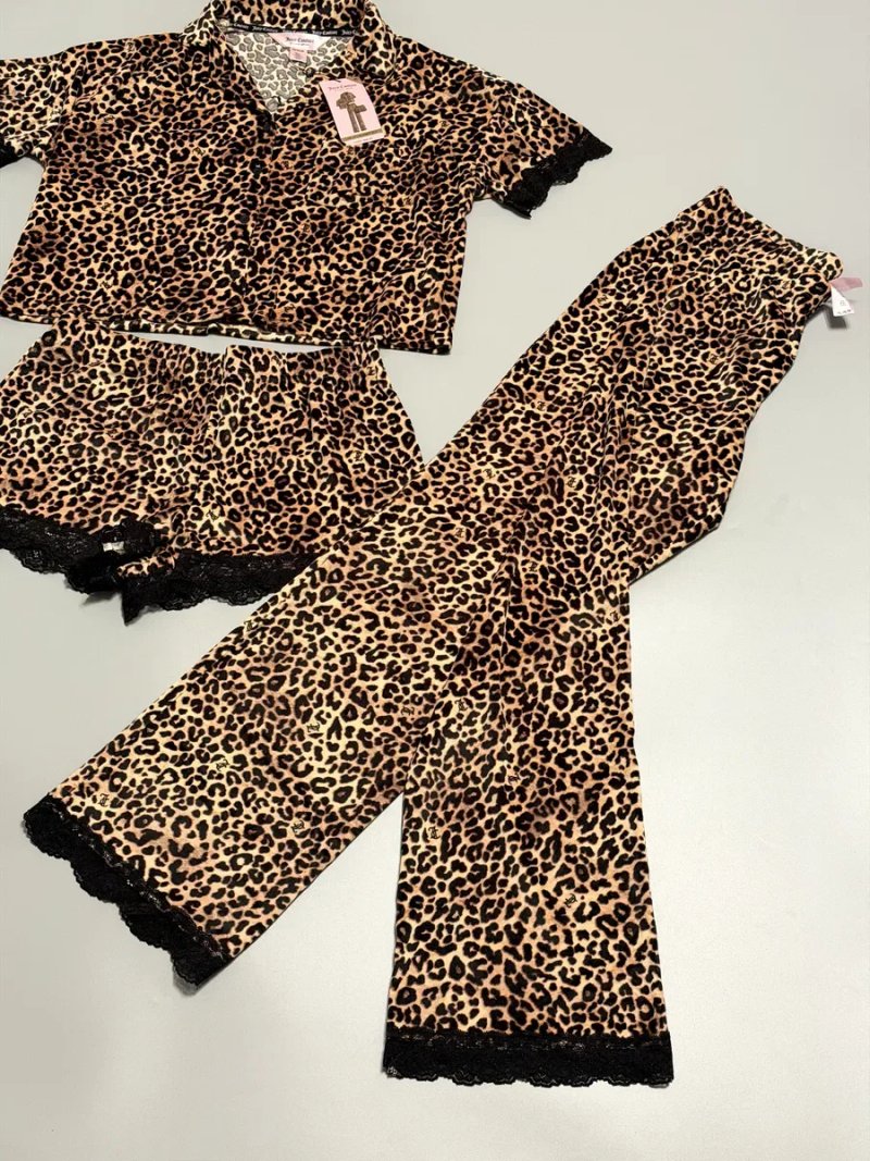 Велюровий костюм, домашній комплект трійка Juicy Couture новий оригінал S, M леопард — фото 3