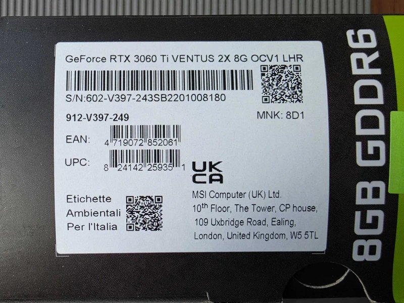 Відеокарта MSI GeForce RTX 3060 Ti Ventus X2 8GB GDDR6 — фото 5