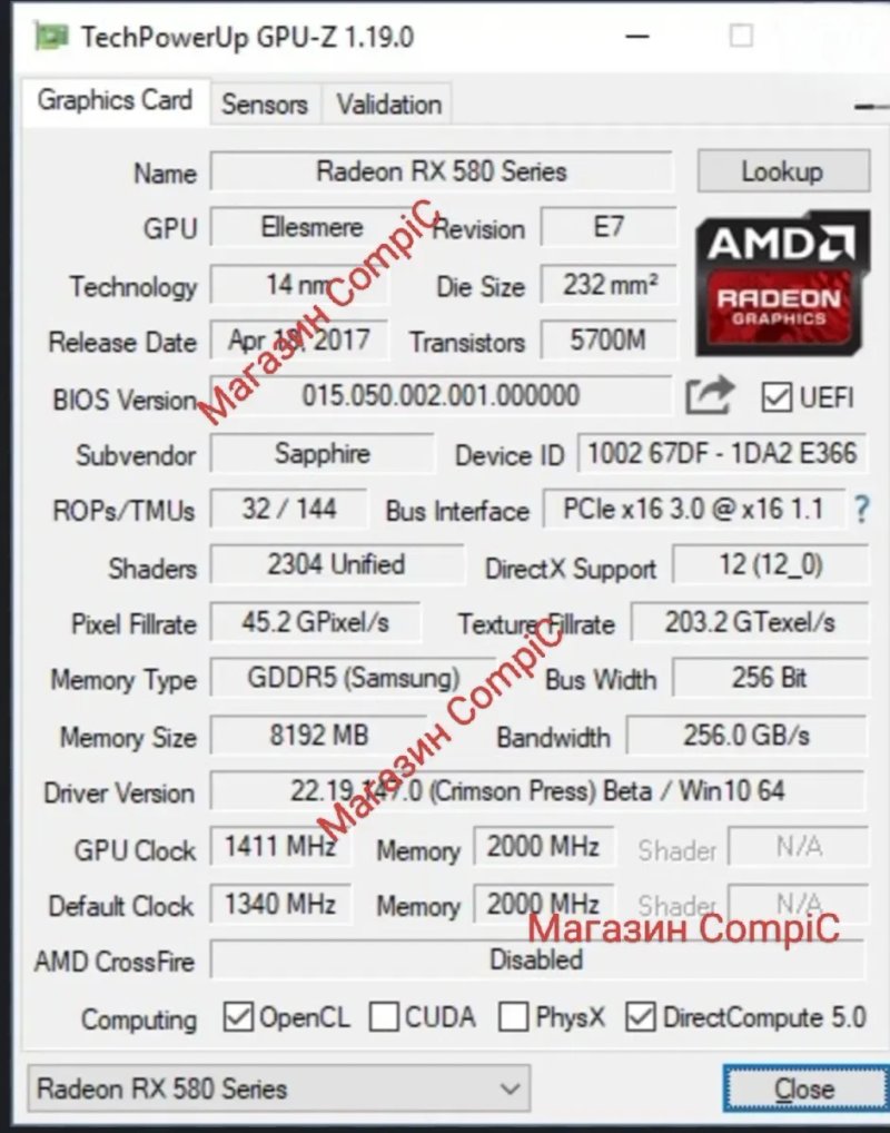 Видеокарта Saphire Rx 580 8 Gb магазин COMPiC в Запорожье 1070 1080ti — фото 5