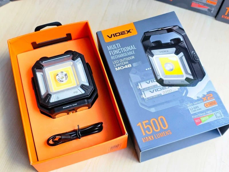 VIDEX VLF-M048 1500Lm портативний ліхтарик; Захист від води, ударів! Універсальний відекс 048 з червоним, зеленим світлом, магнітом. Лампа кемпінгова — фото 8