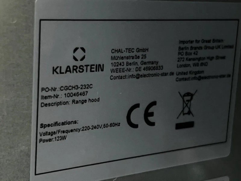 Витяжка з Німеччини Klarstein AeroClean 721 м³/год 10046467 — фото 8