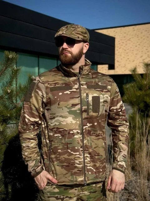 Військова флісова кофта Army Combat MTP Мультикам Кубик | Тактична фліска ЗСУ | Мікрофліс Вафелька | Military | Multicam | Кофта 02187