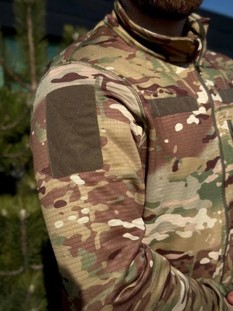 Військова флісова кофта Army Combat MTP Мультикам Кубик | Тактична фліска ЗСУ | Мікрофліс Вафелька | Military | Multicam | Кофта 02187 — фото 3