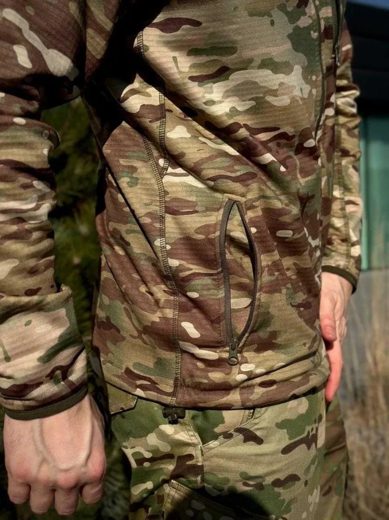 Військова флісова кофта Army Combat MTP Мультикам Кубик | Тактична фліска ЗСУ | Мікрофліс Вафелька | Military | Multicam | Кофта 02187 — фото 7