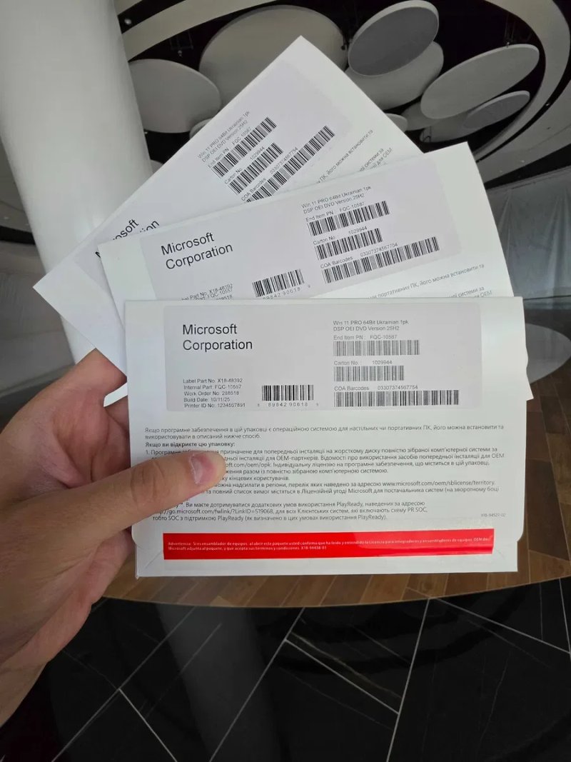 Windows 11 Pro 64-Bit Ukrainian OEM 1pk DVD (FQC-10557) Виндовс 11 Pro Microsoft Windows 11 Про FQC 10557 стікер наклейка ключ  Віндовс 11 Про — фото 8