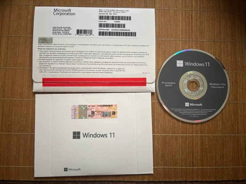 Windows 11 Pro OEM DVD | Українська версія | Ліцензія + COA наклейка — фото 2