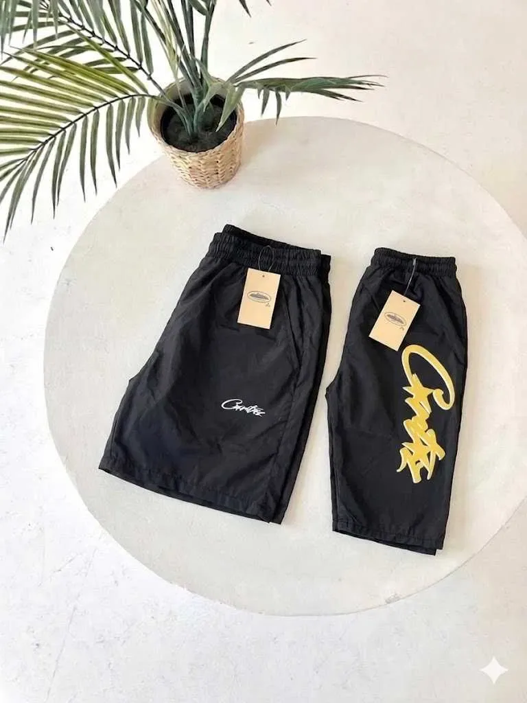 XS-XXL // Черные Шорты Corteiz Big Logo // Спортивні Шорти Кортез Большой Принт