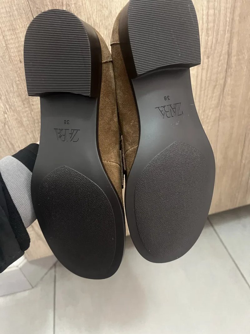 Замшеві туфлі лодочки  балетки лофери zara зара — фото 3