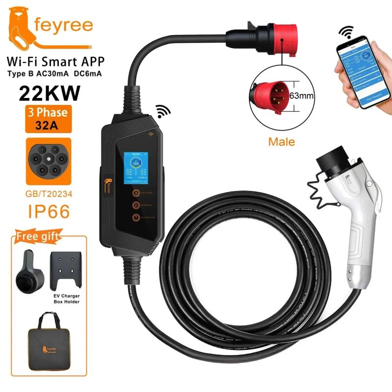 Зарядка Зарядний пристрій Feyree Hero 7kW 11kW 22kW 32A NACS Type 2 GBT — фото 3