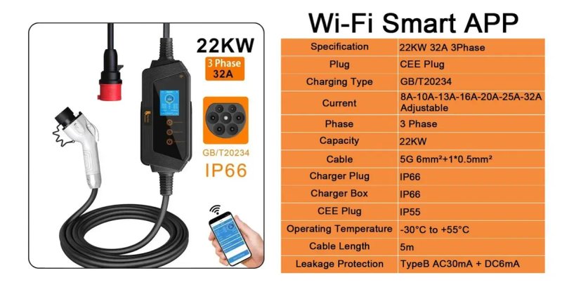 Зарядка Зарядний пристрій Feyree Hero 7kW 11kW 22kW 32A NACS Type 2 GBT — фото 5