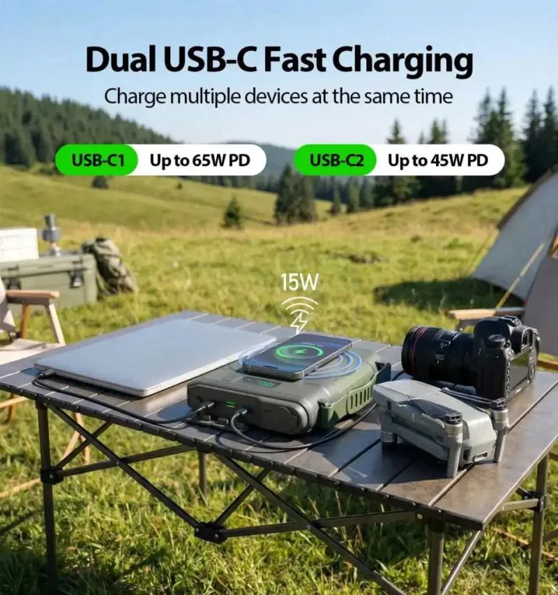 Зарядна станція для Starlink mini та ноутбуків ETUPOWER GP35SE 60000mah PD65W DC12V Wireless 15W — фото 5