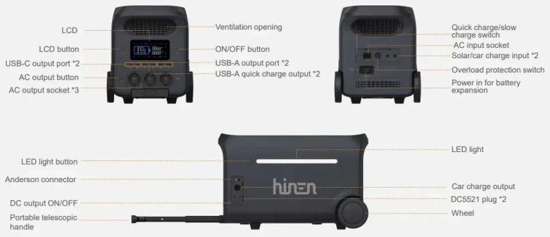 Зарядна станція Hinen PS 3000 LiFePO4 3000 Вт / 2560 Вт * год — фото 6