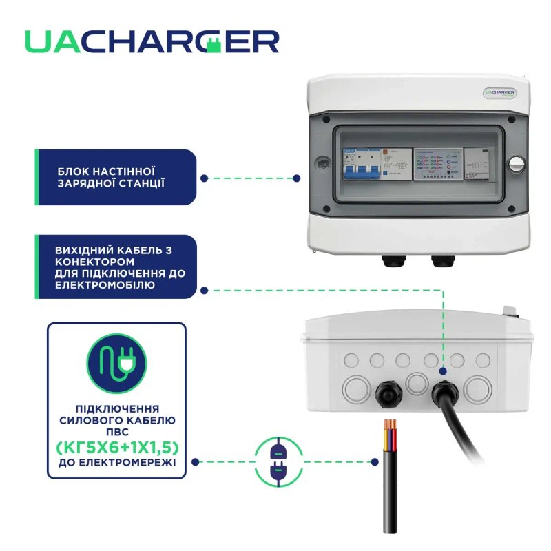 Зарядна станція UACHARGER POWER для електромобілів Type 2, 22кВт WIFI — фото 4