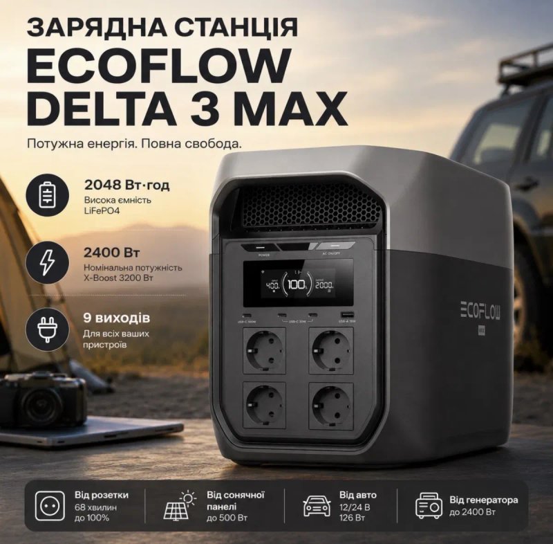 Зарядная станция EcoFlow Delta  3 Мax  DELTA 2 EU розетки — фото 8