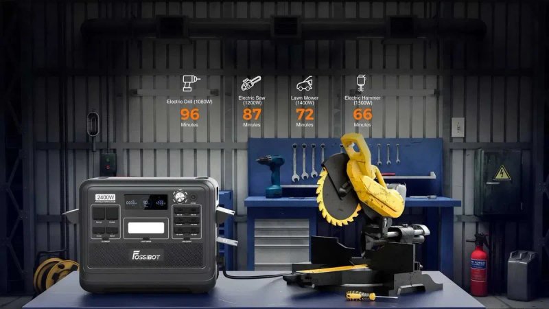 Зарядная станция FOSSIBOT F2400 BLACK Мощность 2400 Вт, Ёмкость 2048 Вт/час (UPS, ИБП) — фото 4