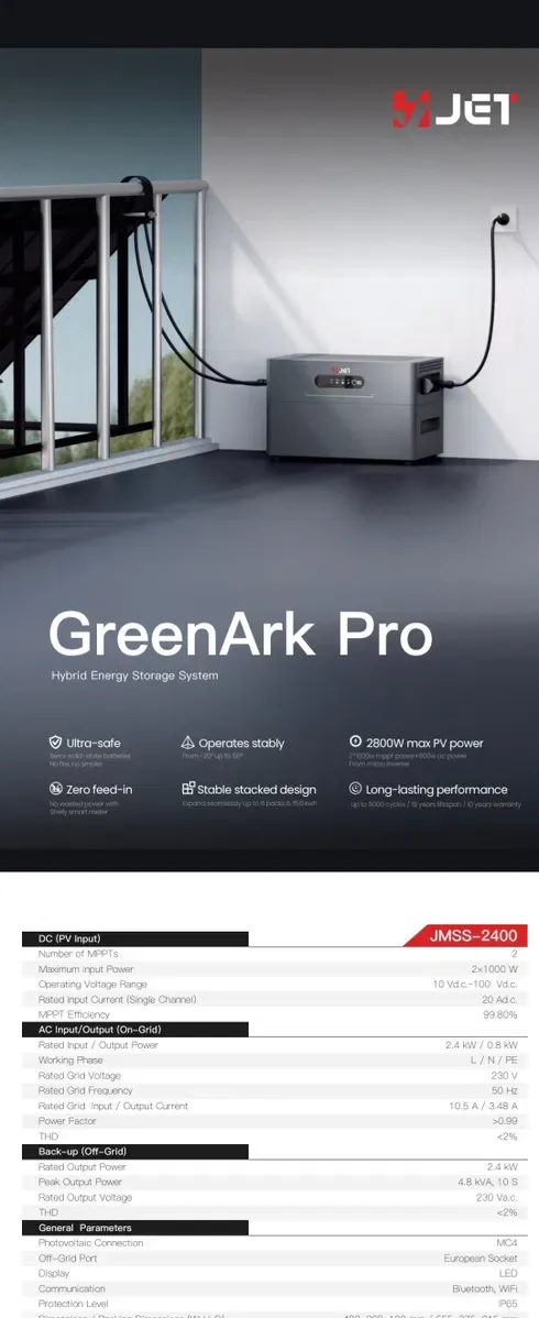 Зарядная станция GreenArk Pro 2400W от JET Energy LiFePO4  2560W*h 5квт 10 квт — фото 4