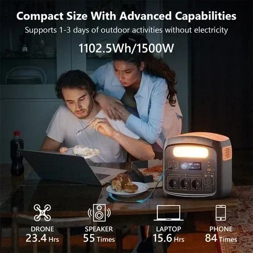 Зарядная станция NECESPOW N1200, аккумулятор LiFePO4 емкостью 1102,5 В — фото 2