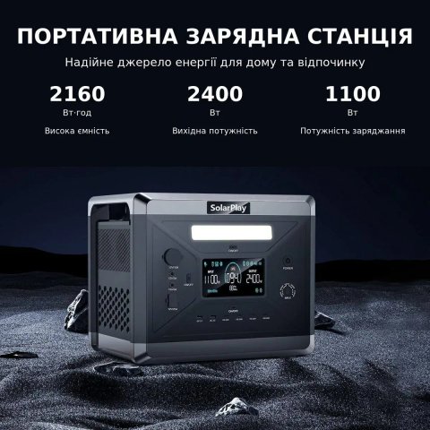Цена от 10 шт! Зарядная станция SolarPlay Professional Q2501 2.4 кВт LiFePO4 европейские розетки. ДЖБ . Станія резервного живлення 2.4 кВт