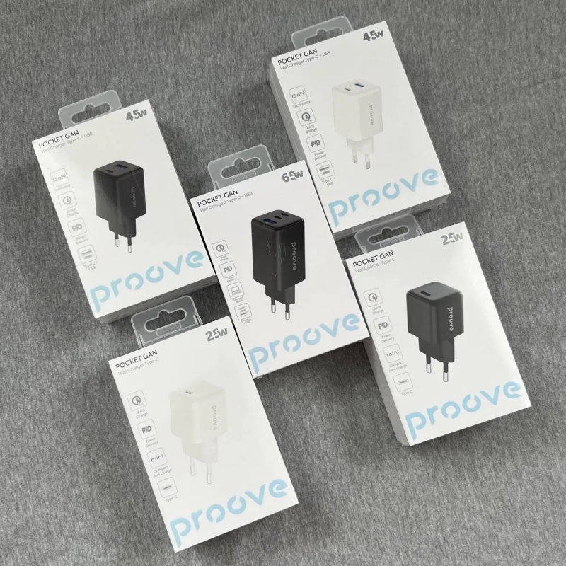 Зарядні пристрої Proove | 20W / 25W / 30W / 45W / 65W | Type-C / USB | НОВІ / ЗАПАКОВАНІ | Велика наявність | Преміальна ЯКІСТЬ !!!
