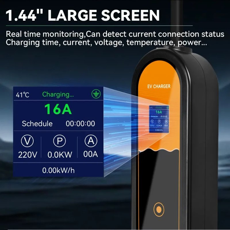 Зарядний пристрій EV Charger Type 1 J1772 16A 3.5kW 3.5м IPENGEN регулювання 8-16A LCD екран відкладений старт 0-8 годин — фото 2