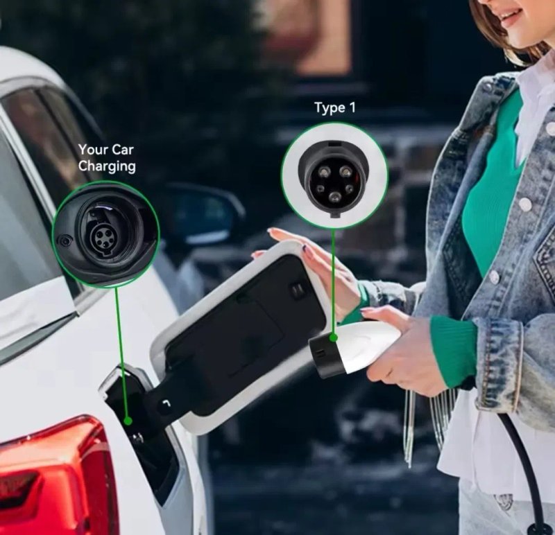 Зарядний пристрій EV Charger Type 1 J1772 16A 3.5kW 3.5м IPENGEN регулювання 8-16A LCD екран відкладений старт 0-8 годин — фото 5