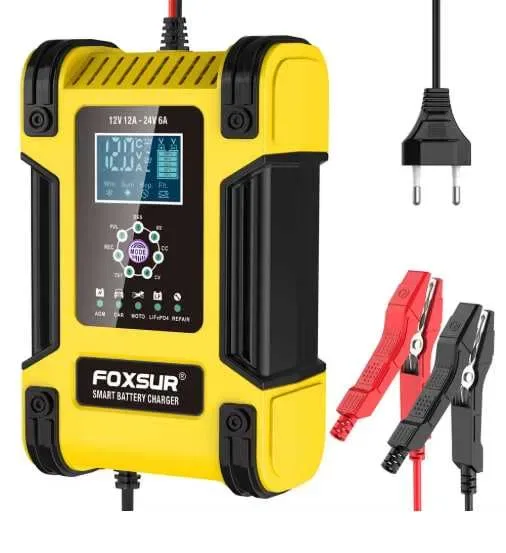 Зарядний пристрій Foxsur FBC122412D 12V 12A / 24V 6A для АКБ авто, імпульсний 7-ступеневий з Repair — фото 3