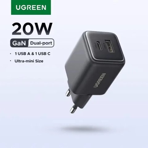 Зарядний пристрій UGREEN 20W 2-Ports GaN Fast Charger