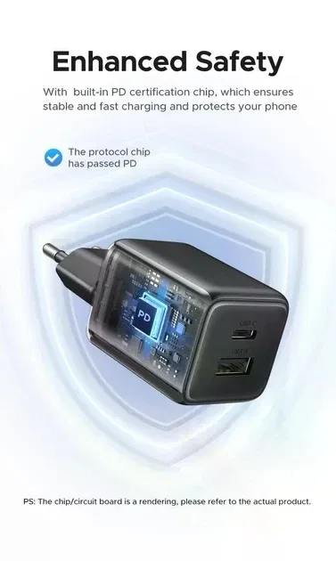 Зарядний пристрій UGREEN 20W 2-Ports GaN Fast Charger — фото 3