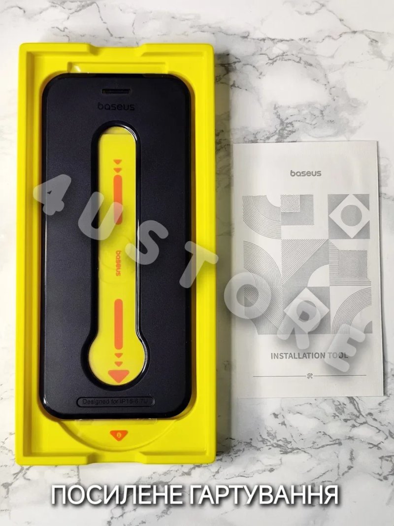 Защитное стекло Baseus на iPhone 15 Pro Max захисне скло аплікатором — фото 6