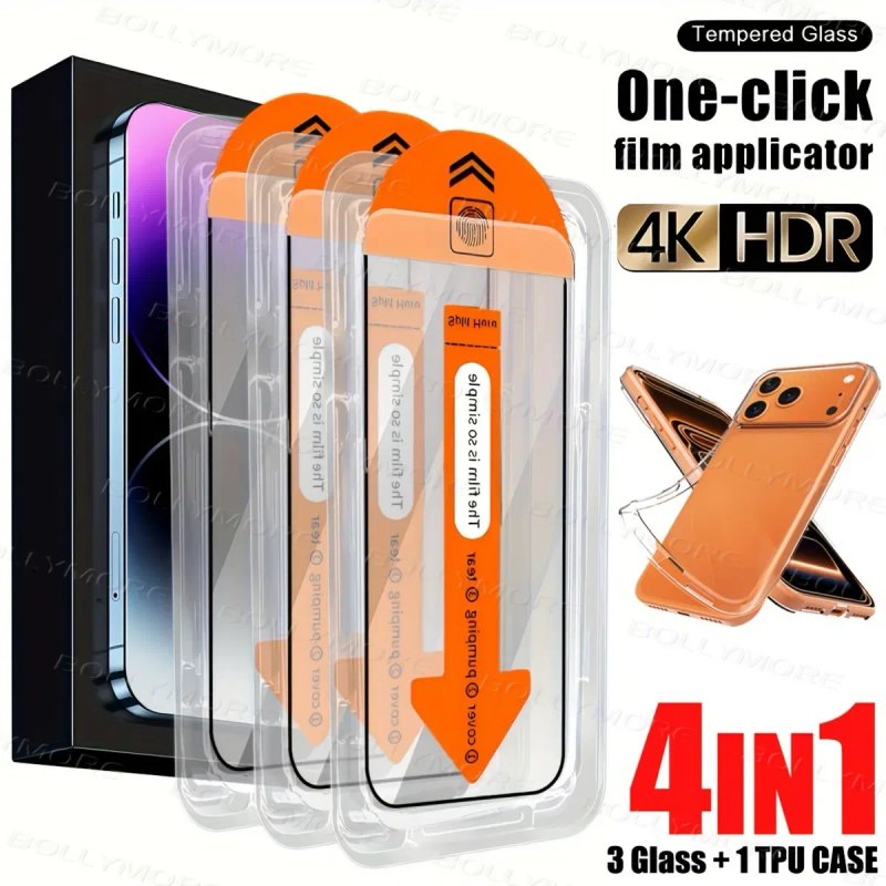 Защитное стекло с автоклейкой на 14 /14 pro/14 pro max/ 15/ 15 pro/ 15 pro max/15 plus/ 16/16 pro/16 pro max/16 plus/ 17/ 17 pro/ 17 pro max/ 17 air — фото 3