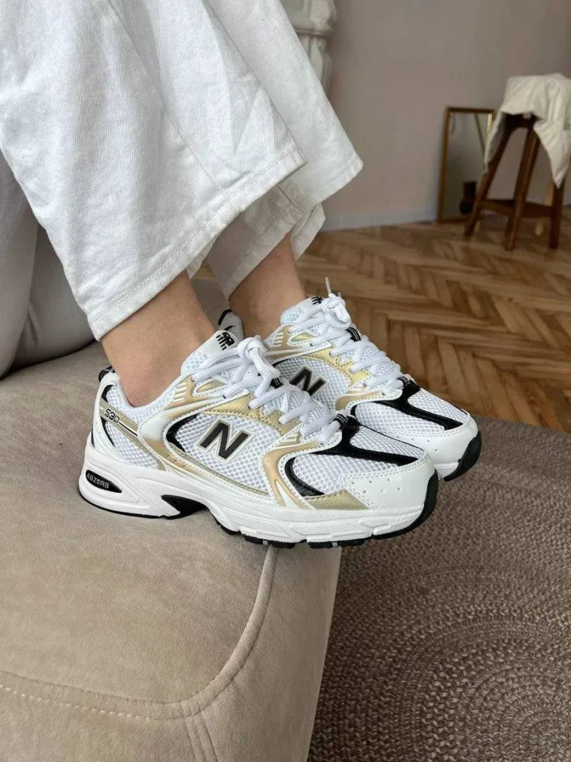 Женские кроссовки New Balance 530 White Gold Black Premium / Нью Беленс белые золотистые 37 38 39 40 — фото 5