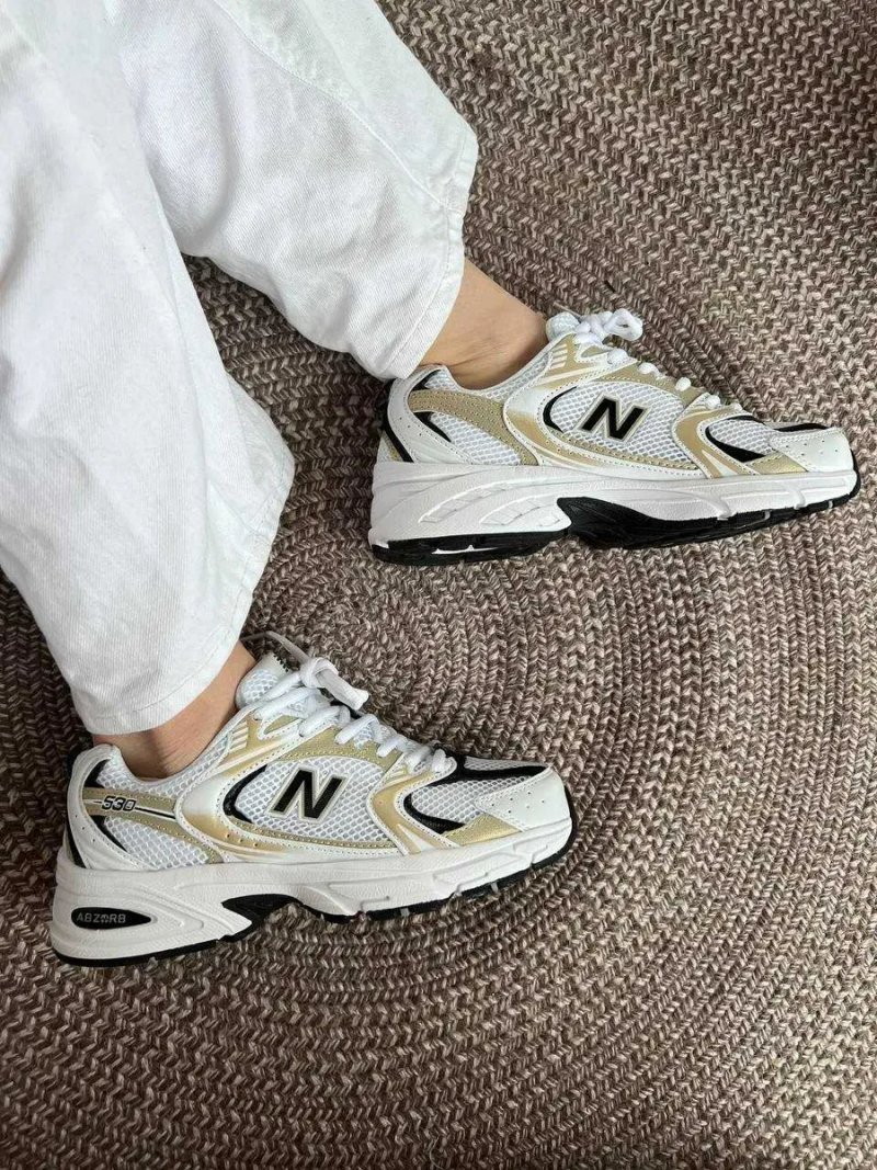 Женские кроссовки New Balance 530 White Gold Black Premium / Нью Беленс белые золотистые 37 38 39 40 — фото 7