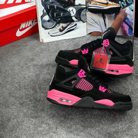 Женские кроссовки Nike Jordan 4 "Black Pink" Размеры 36-41