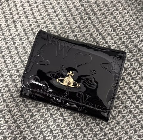 Женский Кошелек Vivienne Westwood Лаковый Розовый Черный Новая Коллекция