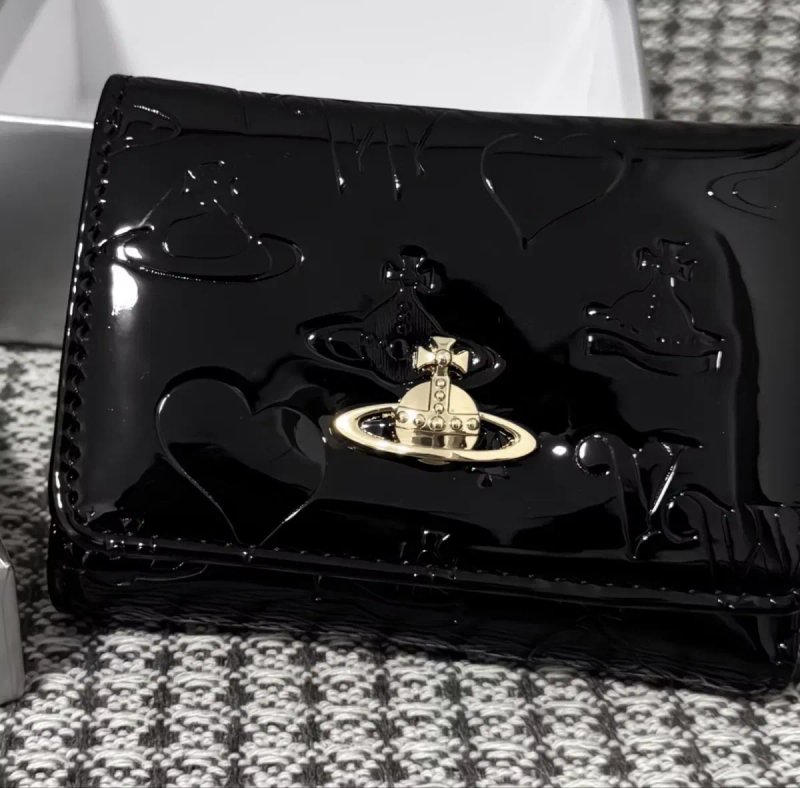 Женский Кошелек Vivienne Westwood Лаковый Розовый Черный  Новая Коллекция — фото 3
