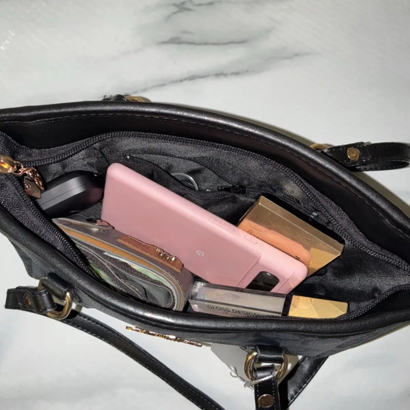 Жіноча сумка Coach Signature / брендова сумочка коуч / чорна — фото 7