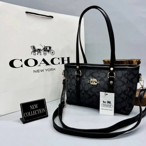 Жіноча сумка Coach Signature / брендова сумочка коуч / чорна