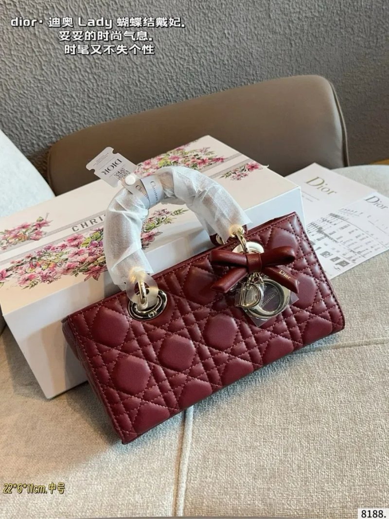 Жіноча сумка Dior Lady D-Joy 21 см чорна біла бордова кремова — фото 5