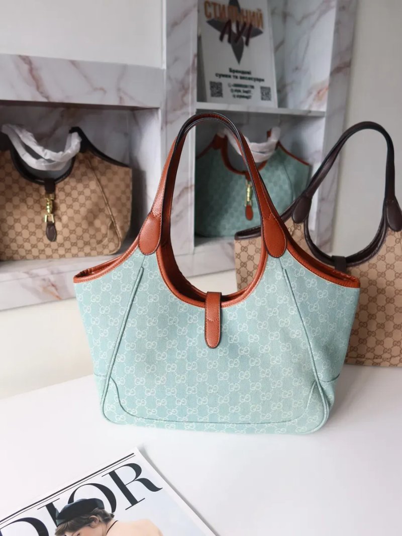 Жіноча сумка шопер джинсова денім блакитна Gucci Mercato tote bag женская сумочка шоппер деним голубая гуччи GG купити сумку тренд — фото 2